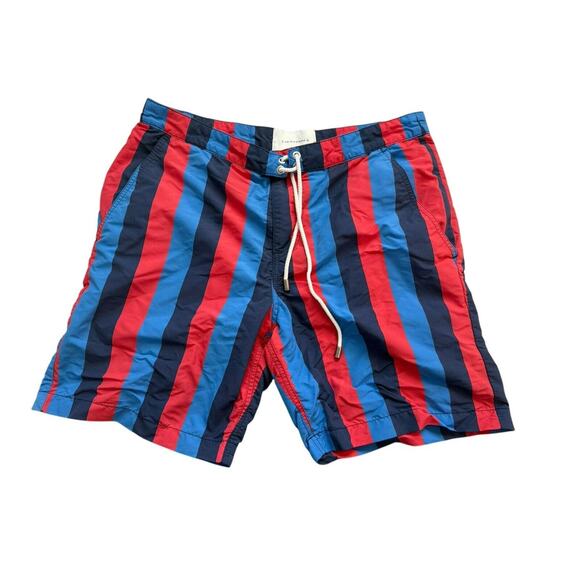 Solid and Striped Medium‎ Men's Swim Trunks Red and Blue 7" Inseam - Picture 1 of 5
